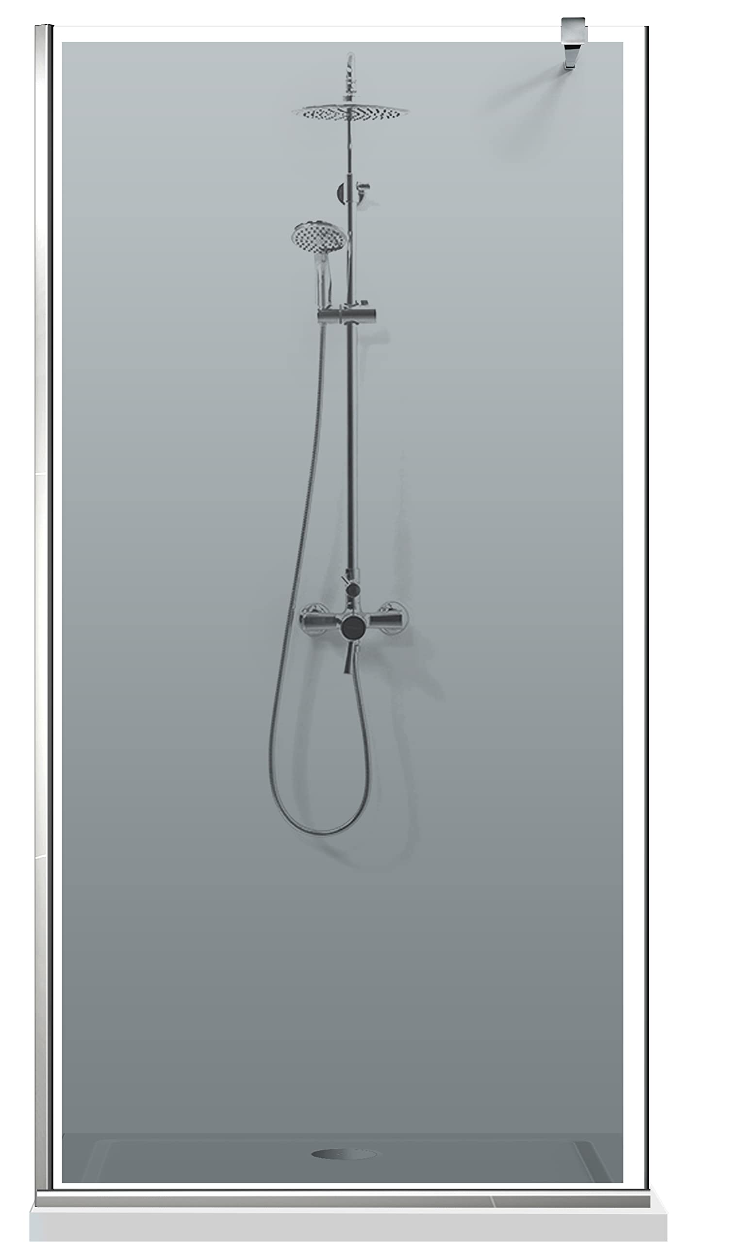 Aqua Roy Modell Weißer Rahmen 70 cm Leicht zu reinigen Walk in Duschwand Sicherheitsglas Panel 8 mm Duschabtrennung für Wetroom Nano beschichtet sandgestrahltes Muster Edelstahl (3. graues Glas)