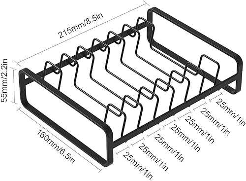 Miniatura 5 de Paquete de 2 soportes organizadores de platos con 8 ranuras verticales para gabinete, estantes de secado de platos, estantes organizadores de platos