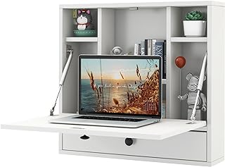 10 Kitchen Desk Ideas for a Useful Work Zone in Limited Space 10 Tangkula Folding Wall Table - Floating Desk with Storage Drawer & Shelve...