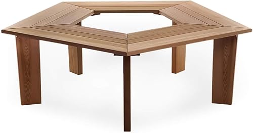 Miniatura 8 de All Things Cedar Banco de árbol de madera de 52 pulgadas, asiento envolvente de 5 caras para exteriores, natural