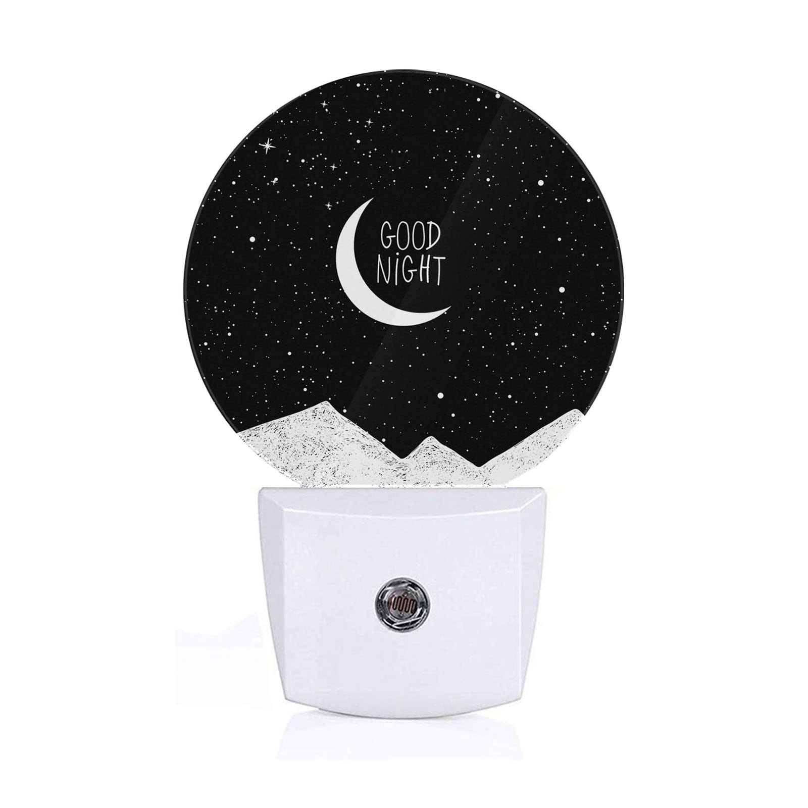 Axayaz Moon Dusk to Dawn Round Night Light Good Night Sky Moon Stars Mountain Black White Auto Sensor