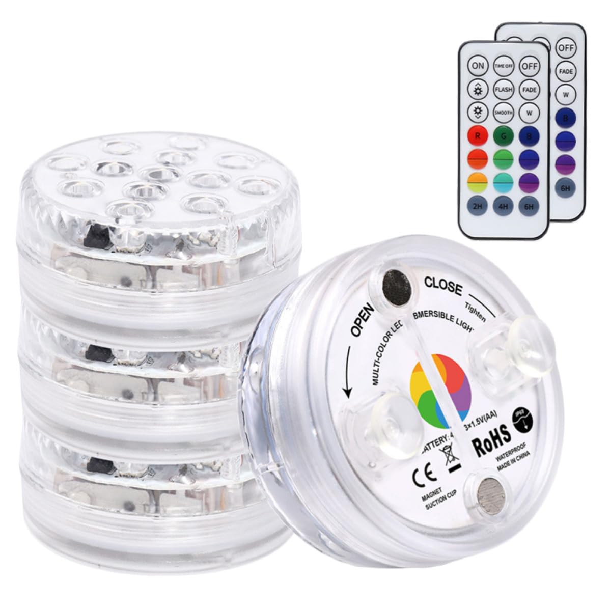 Gatuida 4 Piezas Lámpara Sumergible para Pecera con Control Remoto y Ventosa Magnética, Luz LED Decorativa Ip66 para Acuario y Estanque Pequeño, Color Blanco