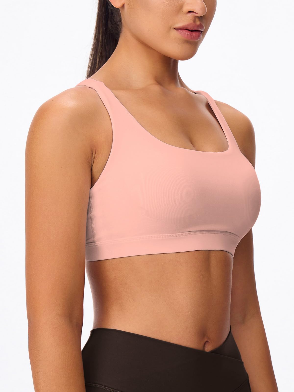 Reggiseno Sportivo da Donna con Spalline Sottili (Compressione Leggera, Schiena Nuda, Imbottito, per Allenamento, Yoga, Scollo a U
