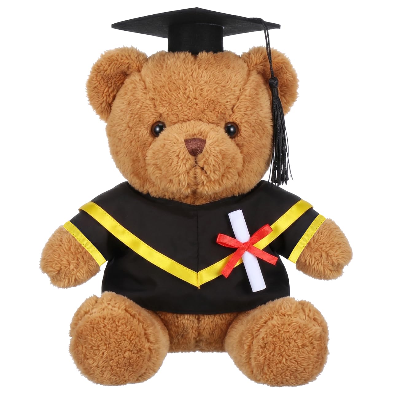 YARNOW 3pcs Plush Bear Graduation Outfit Set, Stuffed Animal Graduation Costume with Cap Gown Scroll, Handmade Bear Clothes for Party Decorations, Ceremony Keepsake