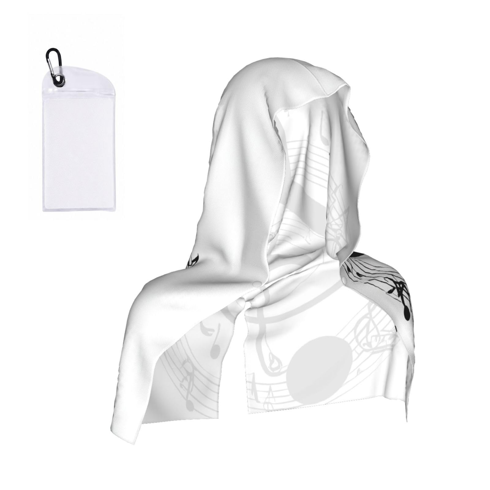 WXWJSHMGC Music Print Cooling Hoodie Towel, Cooling Towels For Neck And Face Sun Protection Instant Cool Hoodie(Sport/Camping/Work Out/Hot Weather)