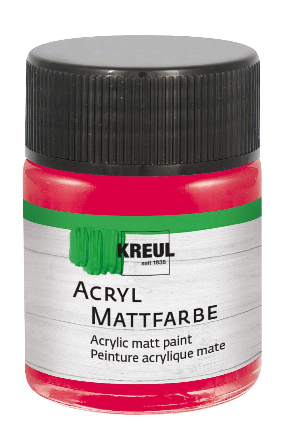 KREULAcrylic matt, Creamy Opaque, Quick-Drying Water-Based Paint, Suitable for Many Different Surfaces, in 50 ml Glass, Carmine, Karmin