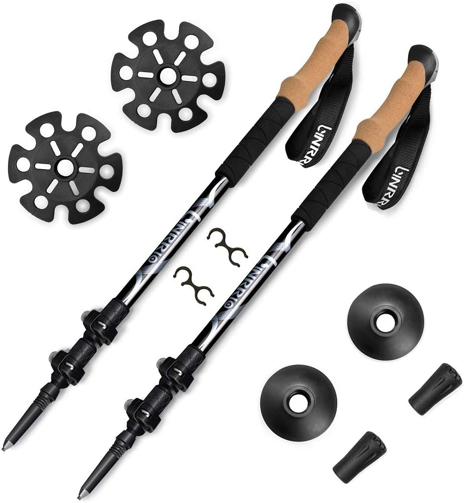 Walking Poles,100% Carbon Fiber Trekking Poles,Anti-shock and Quick Lock System Hiking Sticks,Telescopic Ultralight Nordic Walking Sticks for Men and Women with EVA Sweat Free Grips,Natural Cork Grip