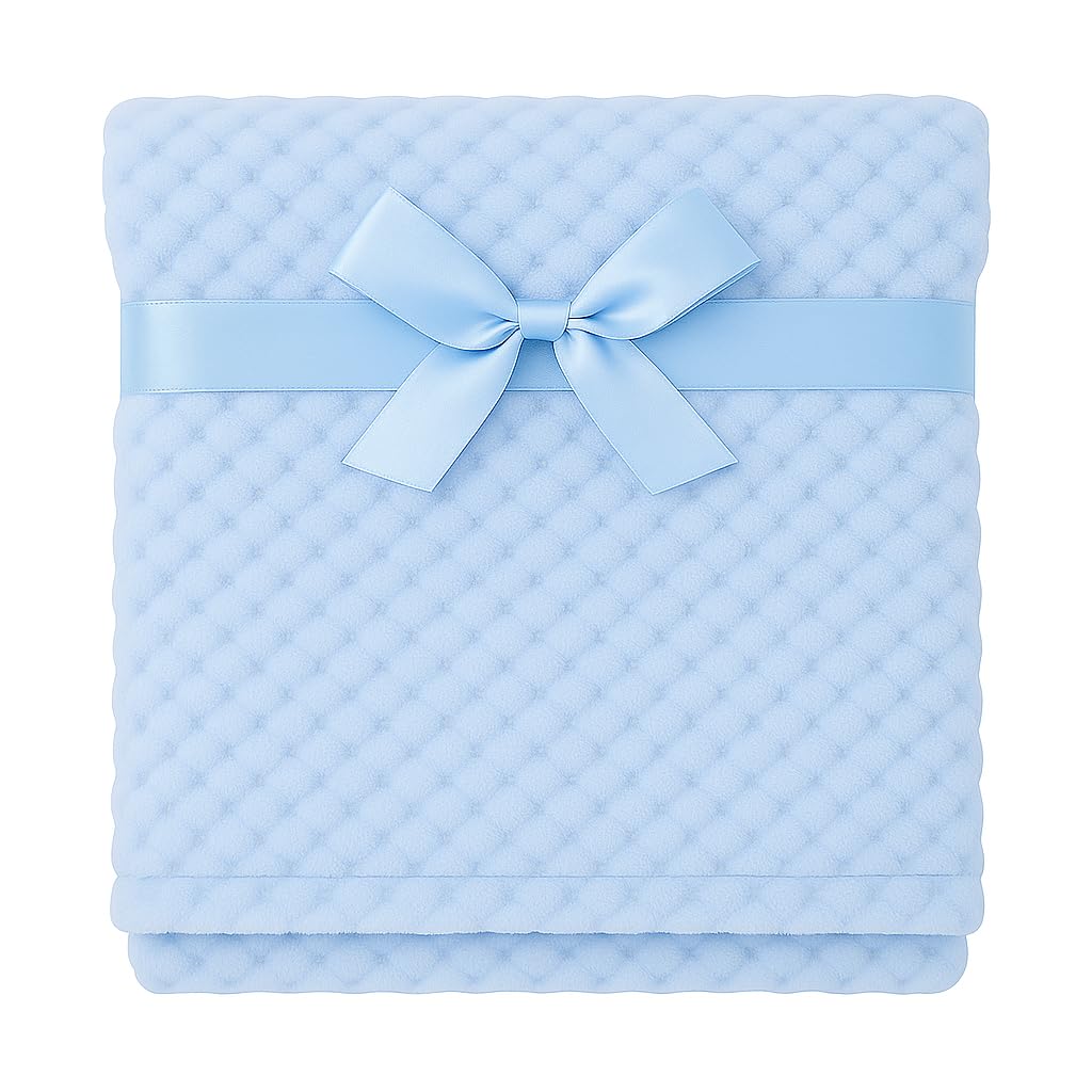 SXME MIGHT SAY Baby Blanket for Girl/Boy – Ultra Soft Honeycomb Waffle Textured Blanket | Cozy & Cuddly Newborn Gift (Blue, 75X100 CM)