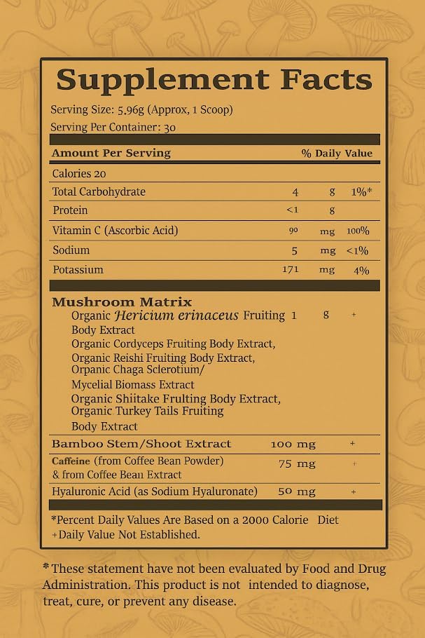 Miniatura 2 de Essence & Rituals Mezcla de café de champiñones café instantáneo descafeinado con melena de león, reishi, chaga, cordyceps, intestino, brain,