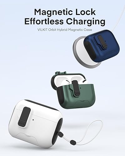 Miniatura 4 de Maxjoy Funda protectora para AirPods Pro 3 con kit de limpieza, funda rígida militar con bloqueo que absorbe los golpes, azul oscuro