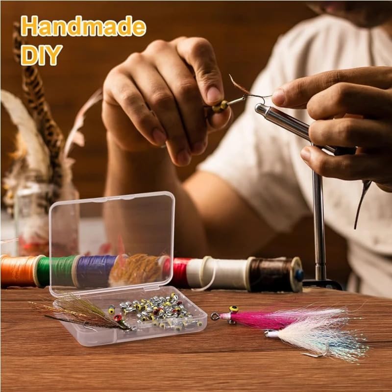 30 peces Ojos de pez en forma de mancuerna para atar moscas miniatura 5