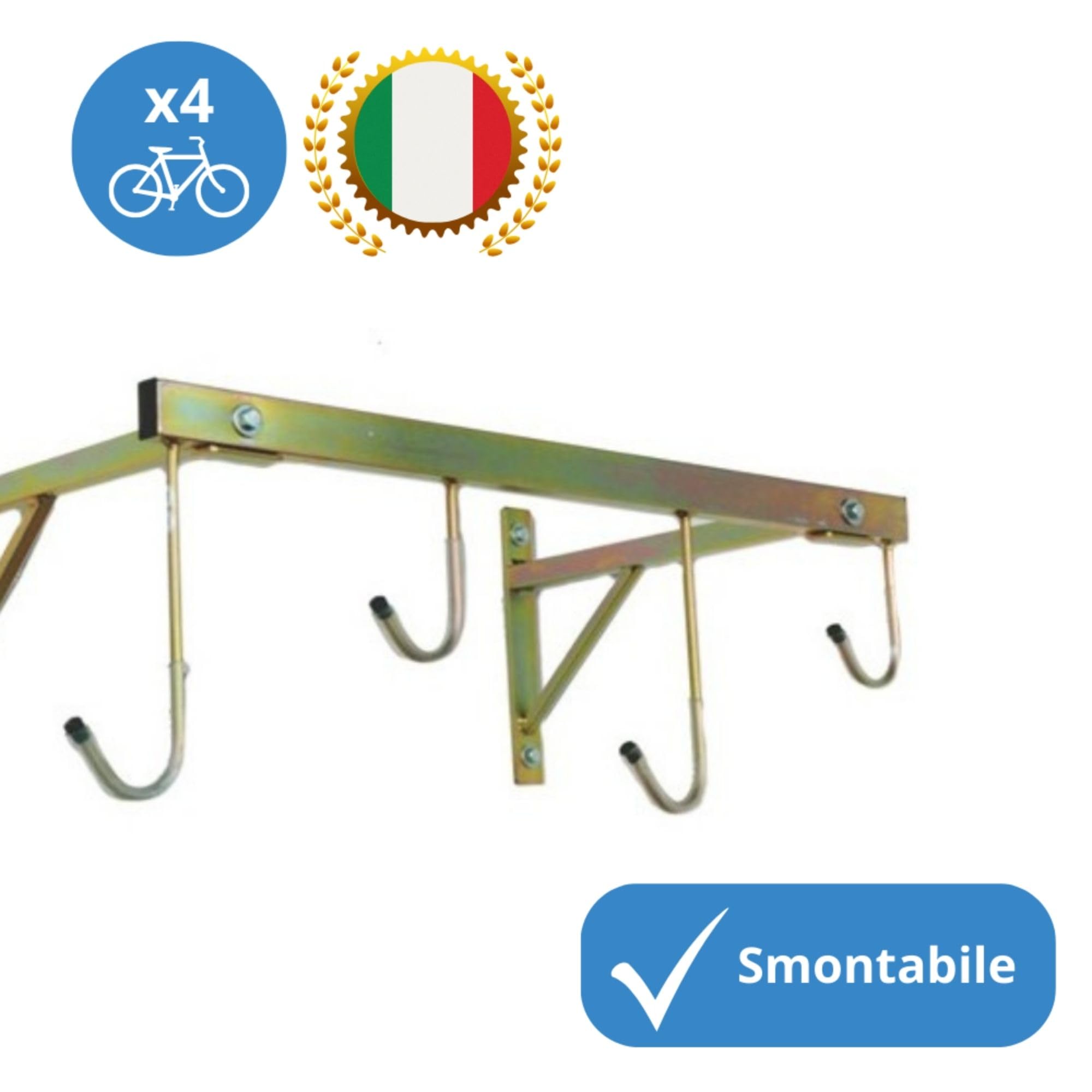ANDRYS - Soporte de Bicicletas de Pared Vertical para Exteriores e Interiores – Cuelga bicis de Pared Desmontable de hasta 4 Plazas – Soporte de Acero galvanizado