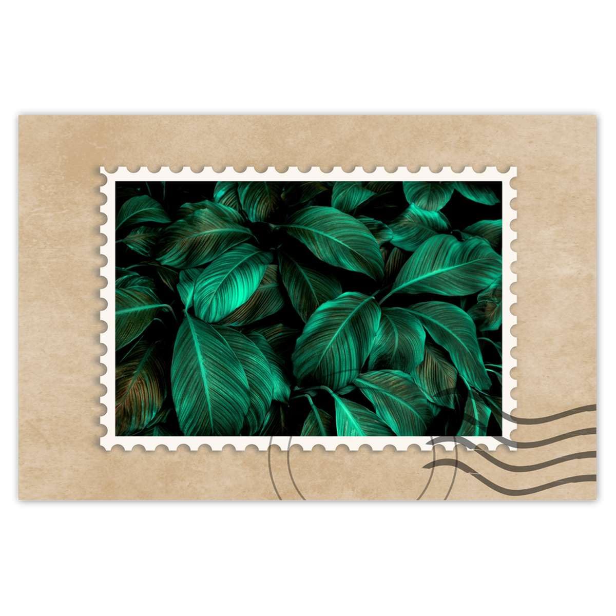 Sticker mural feuilles turquoise 90x60cm pour salon zen