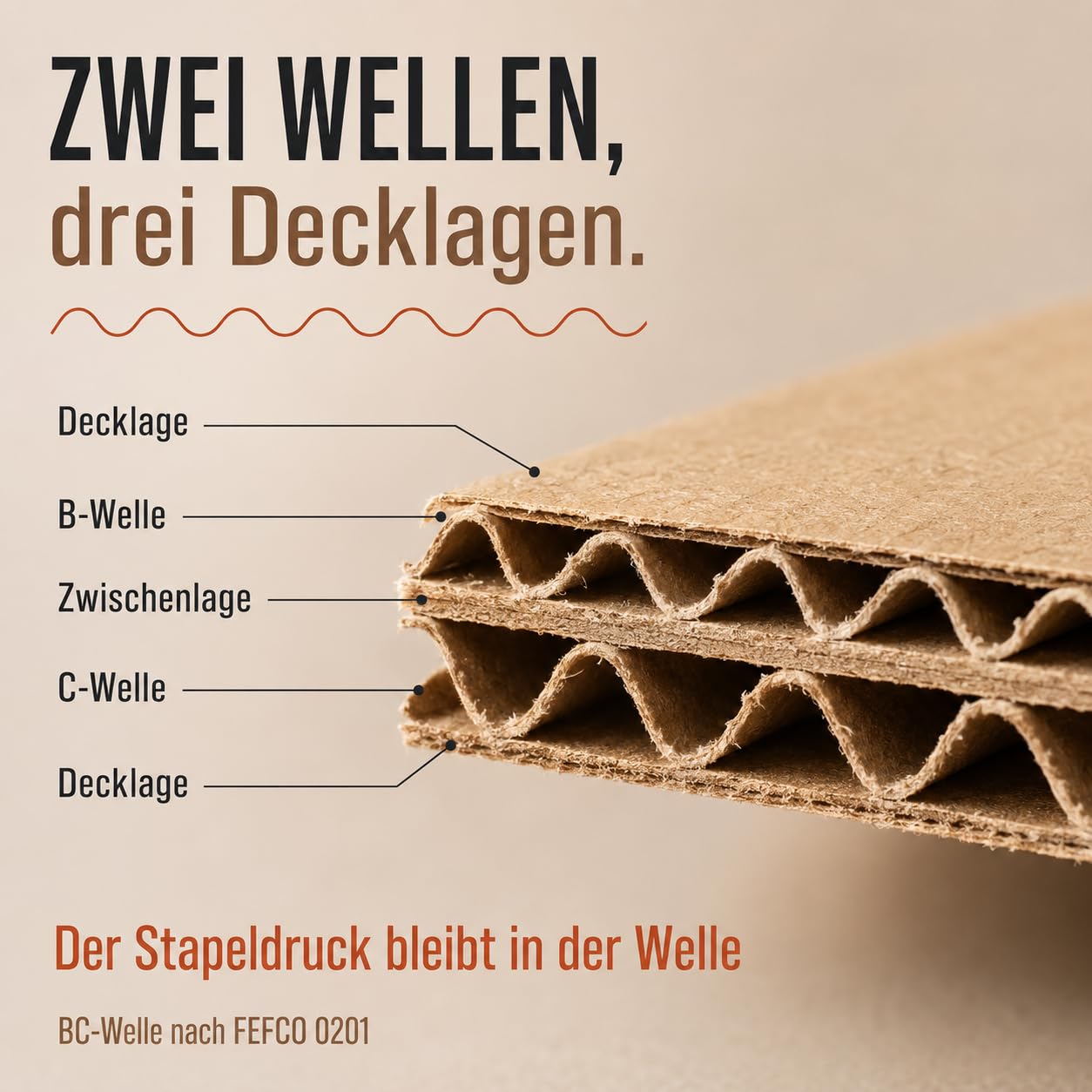 GiDeli Umzugskarton 2-wellig 300x300x500 mm Versandkarton Braun 50 Stück