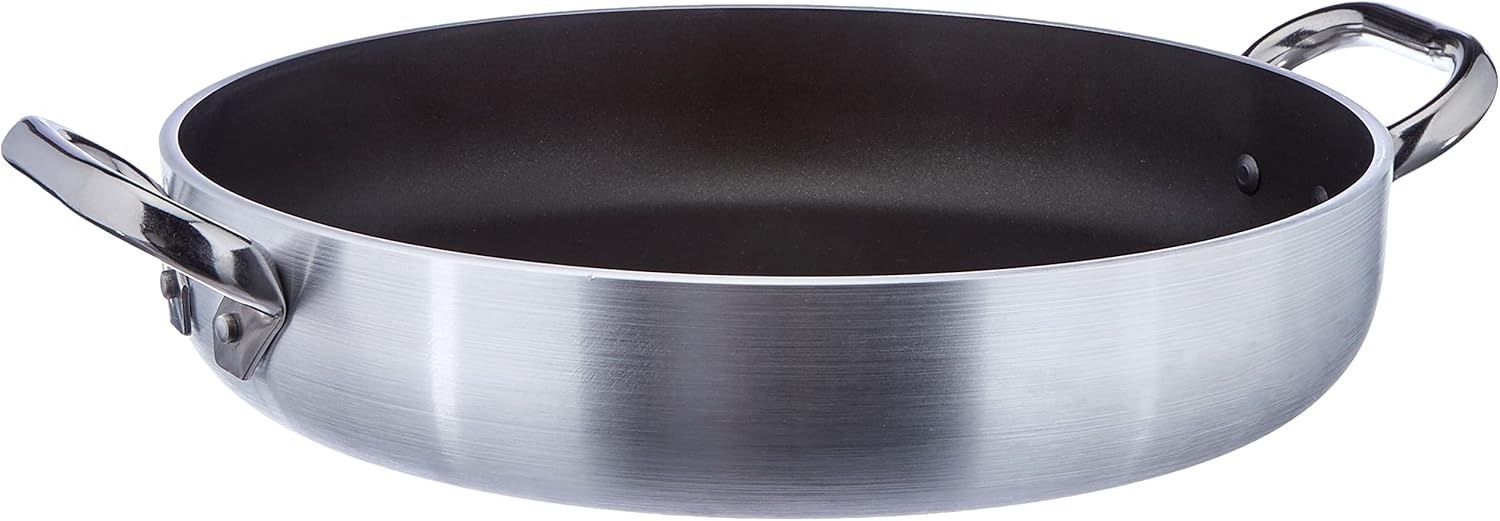 Pentole Agnelli Aluminium Anti - Adherent Professional Platinum Omelette Pan 5 Mm. With 2 Handle, Diameter 32 Cm.
