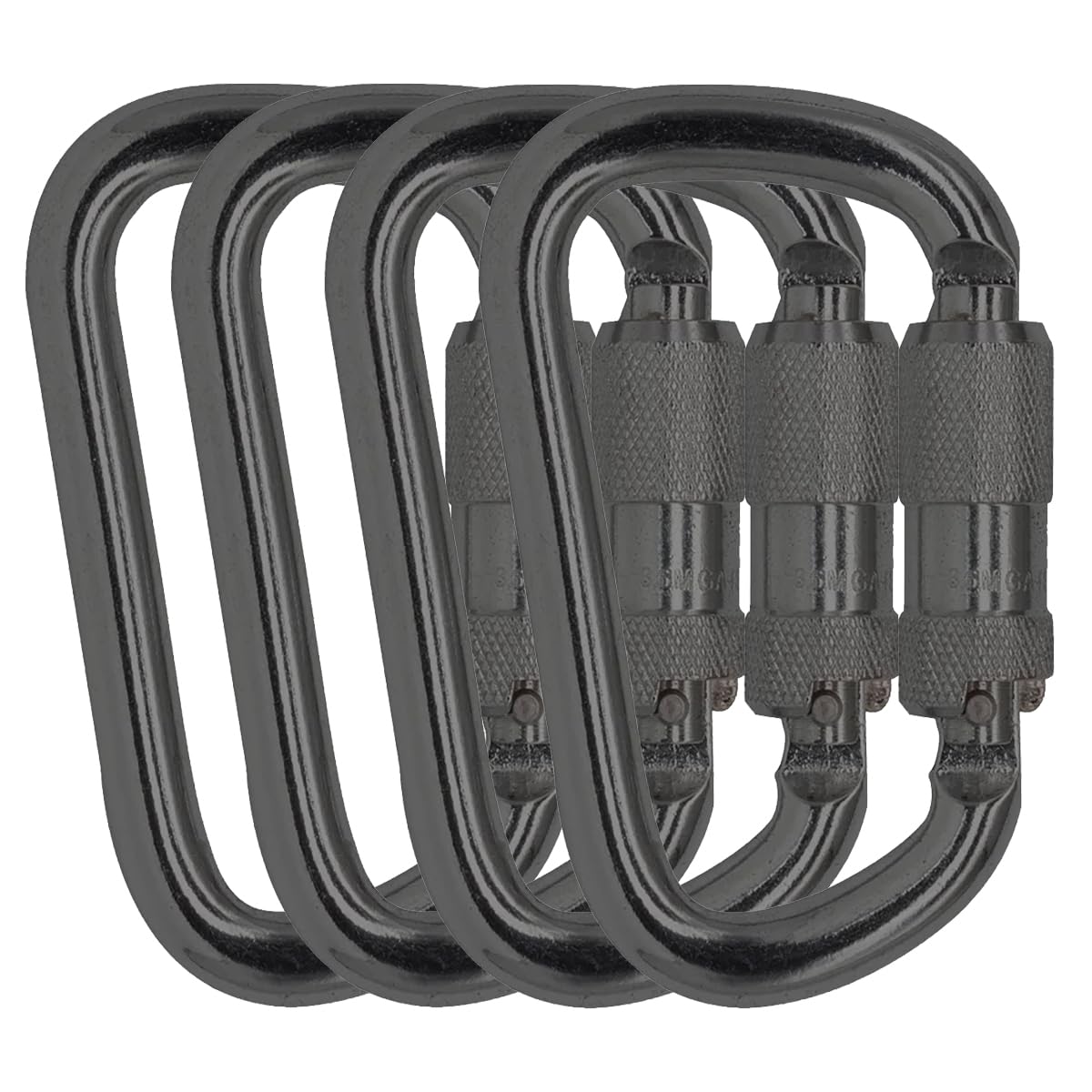 Mosquetón de bloqueo automático 45KN = 4,535.9 kg, mosquetón de escalada grande resistente para escalada en roca, camping, gimnasio, rescate (clasificación CE, forma D)