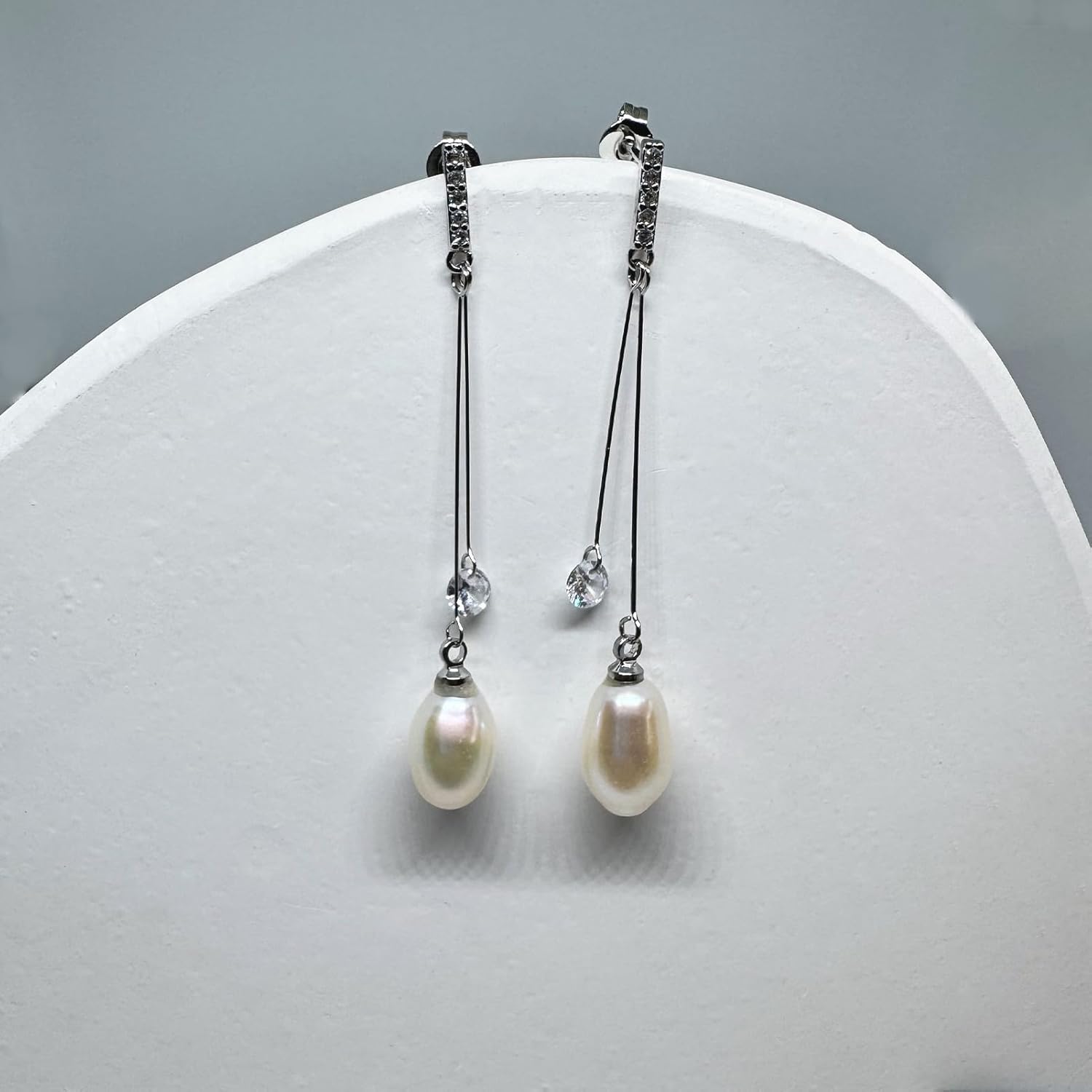 elegant dangle earrings for women, charming pearl dangle earrings, freshwater colored pearls, dangling earrings for women, perfect as bridal earrings, Enhance Style with Timeless Beauty - Image 7