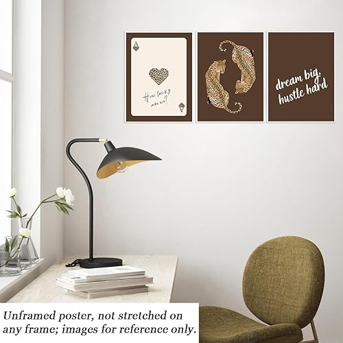 Miniatura 4 de Juego de 3 arte de pared con estampado de leopardo, póster feminista Y2K, estético para dormitorio, estilo retro universitario, cita motivacional,
