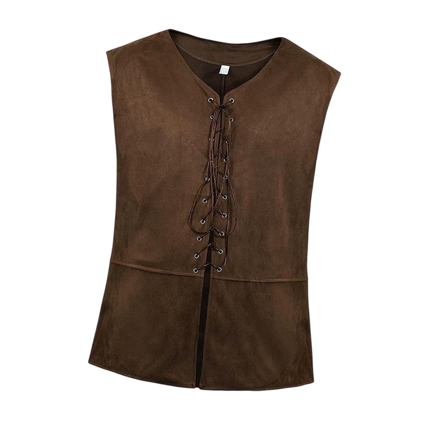 nivaa Men Renaissance Vest Tank Tops Medieval Costumes for Steampunk Party Cosplay XL Coffee-picture-18