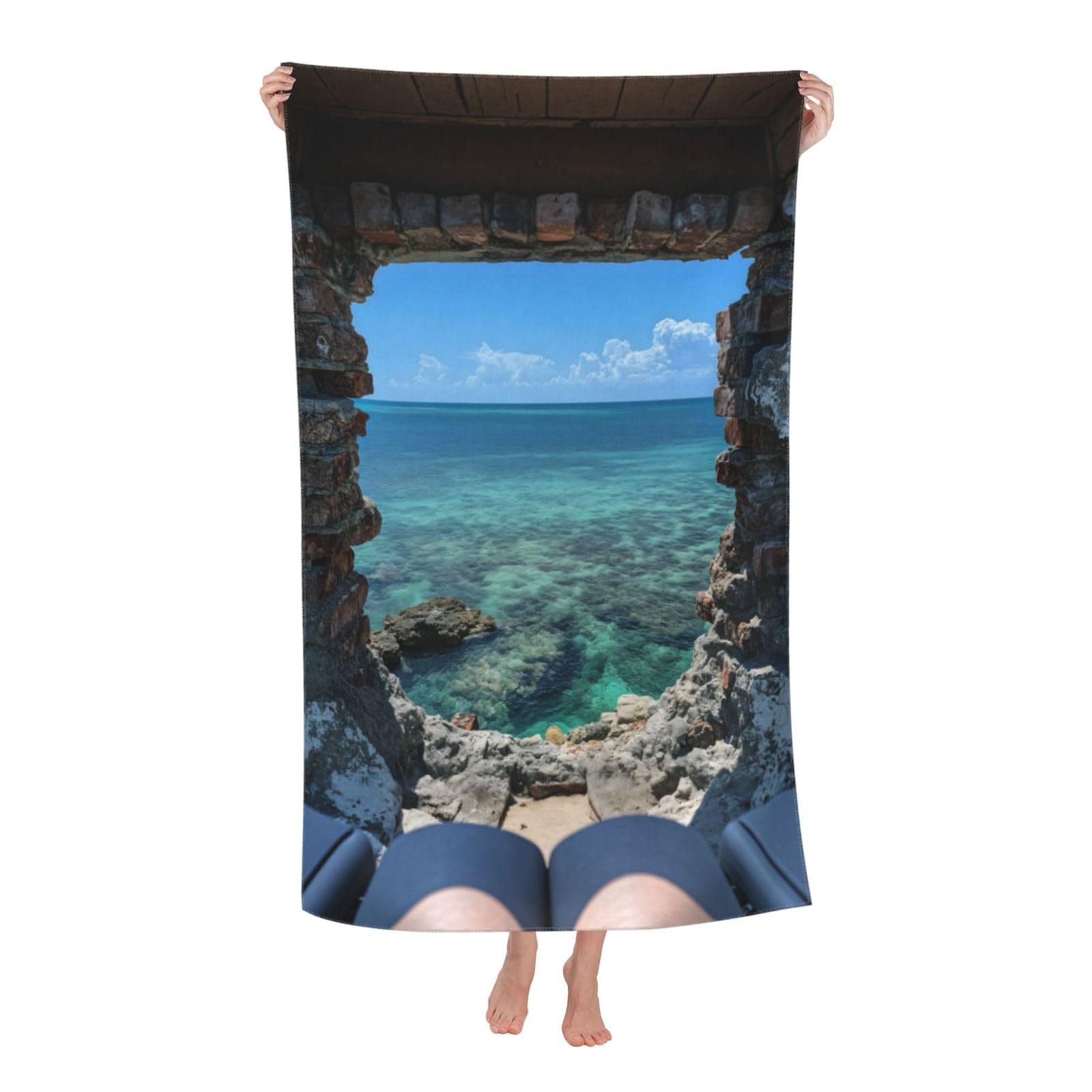HLBSDM Seaside View Beach Towel 31inx51in Ocean Sand Free Microfiber Bath Towel Ultra Soft Quick Dry Pool Towel Absorbent Towel Lightweight Towel for Swimming Bathroom Decor