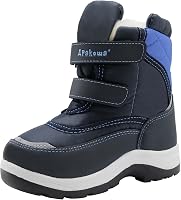 Apakowa Kids Waterproof Snow Boots Boys Girls Toddler Little Kid Winter Warm Faux Fur Lined Easy Hook Loop