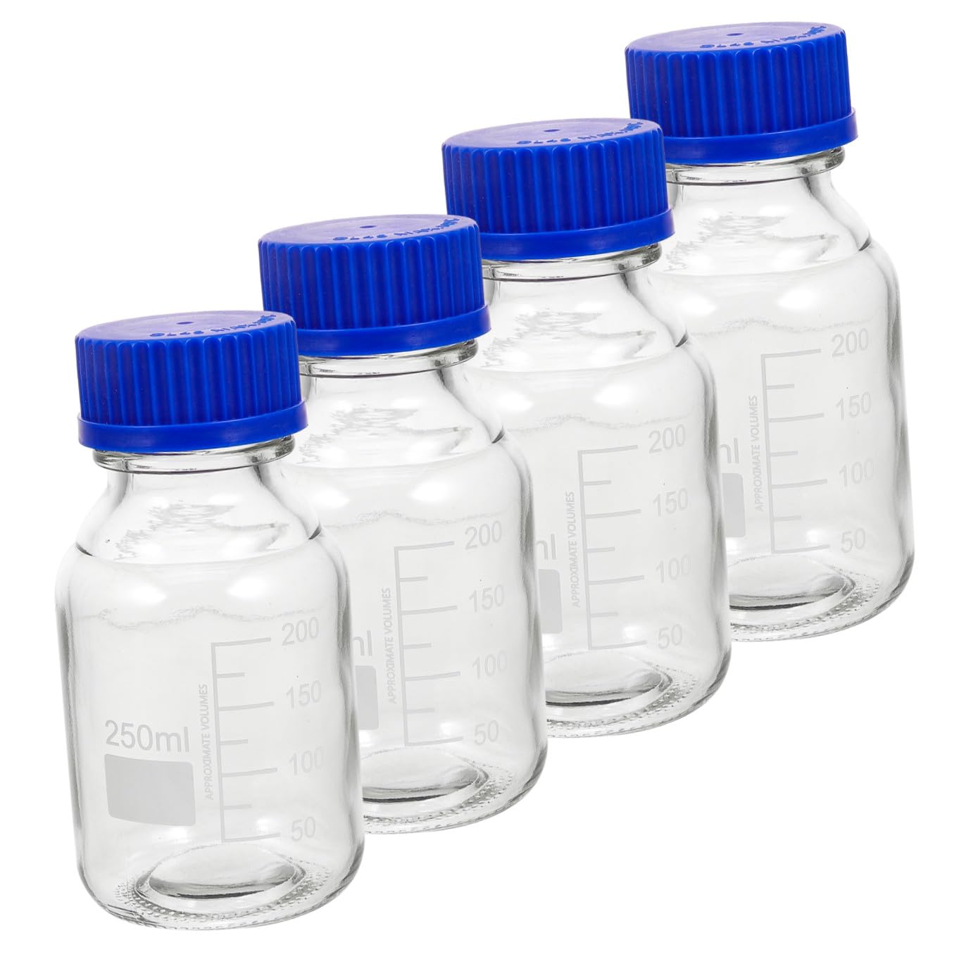 UKCOCO 4piezas Frascos De Vidrio Para Reactivos Frascos De Almacenamiento De Vidrio Graduados Con Tapas De Rosca Transparentes Para Laboratorio o Farmacia