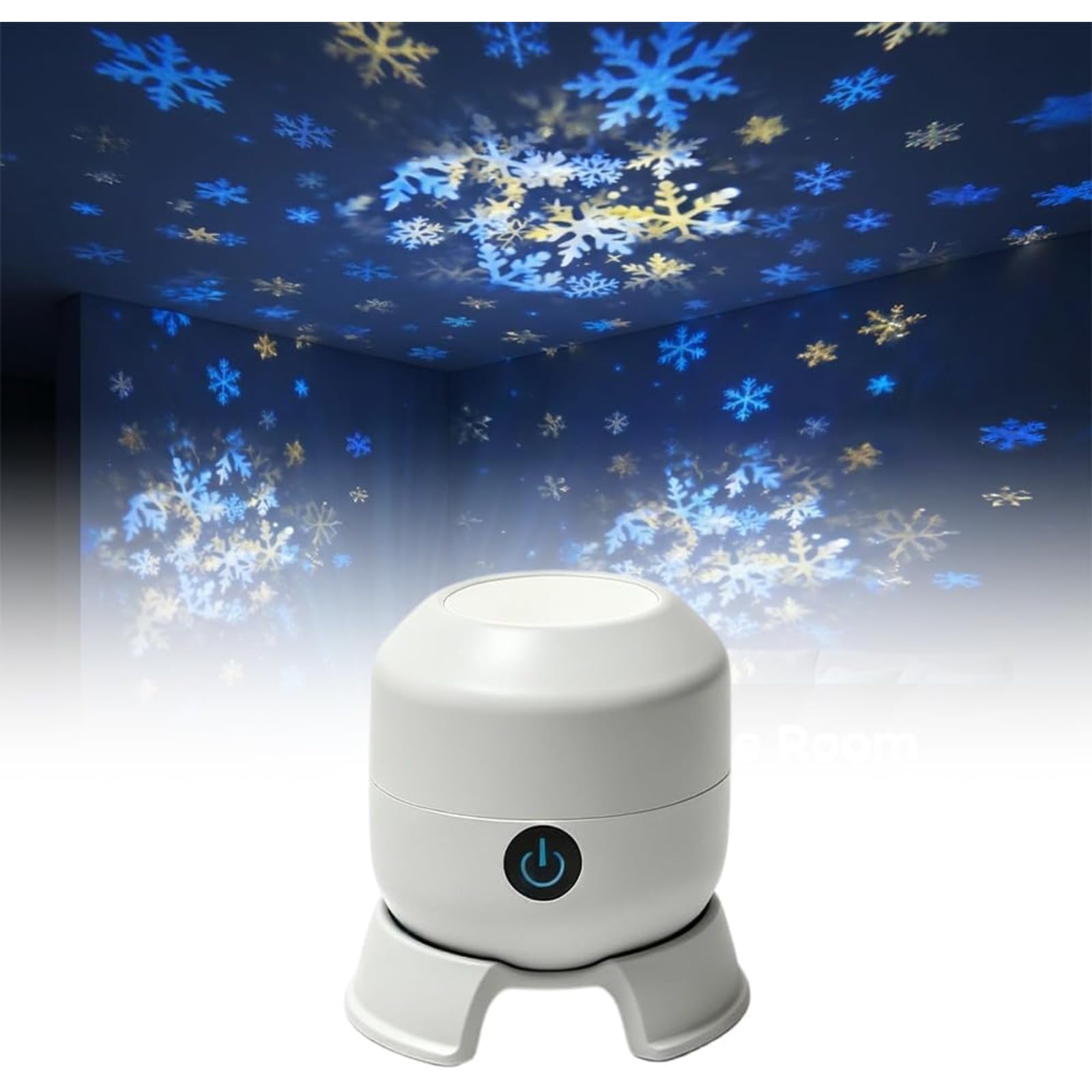 Dynamic Rotating LED Projector Light, USB Rechargeable 360° Rotating Ocean Wave Night Projection Night Light, Multi-Angle Projection Base, for Meditation, Bedroom Home Theater (Christmas)