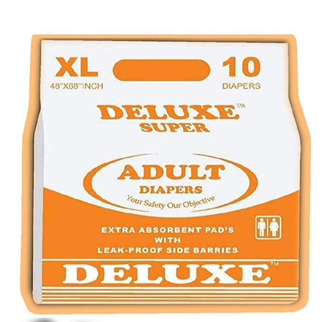 deluxe adult diapers extra large 48"- 68" (10pcs) sticking type