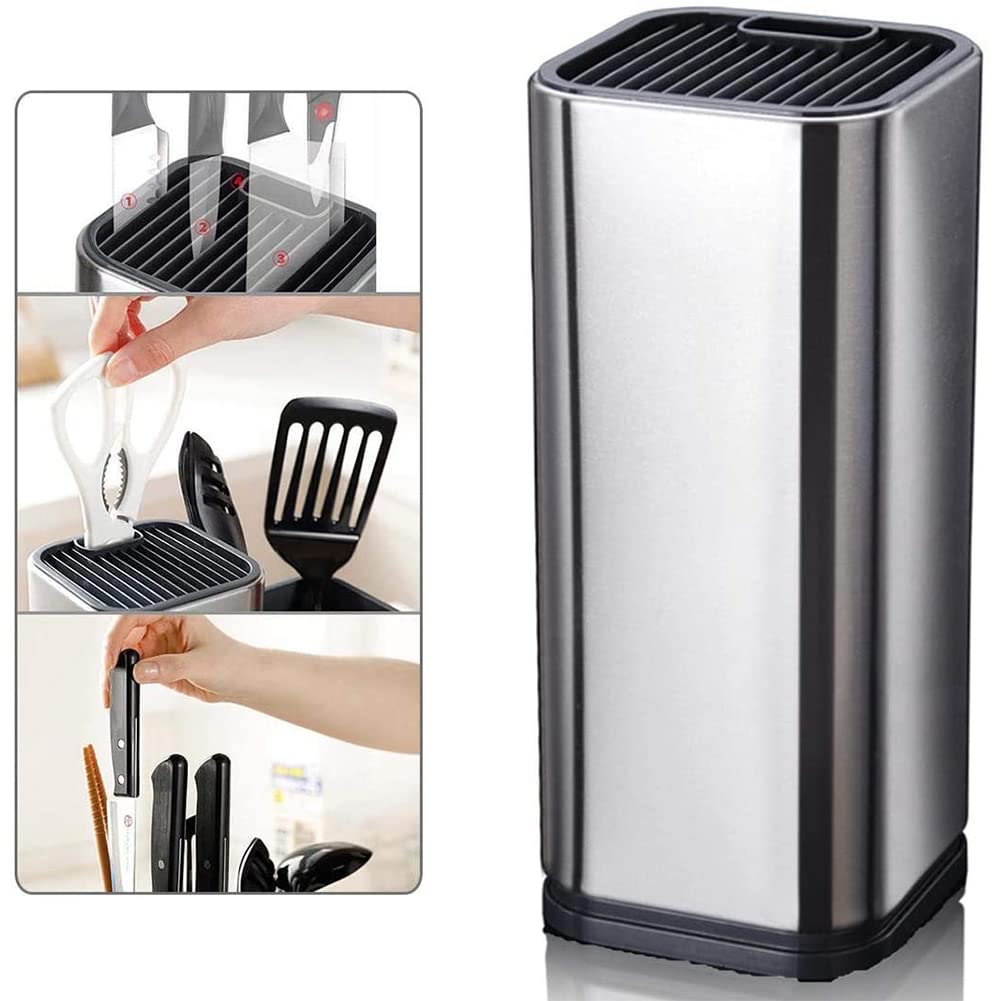Soporte Cuchillos Cocina, Bloque Cuchillos Sin Cuchillos, Bloque Cuchillos Universal, con Ranura para Tijera y Orificio de Drenaje, para Guardar Varios Cuchillos y Tijeras