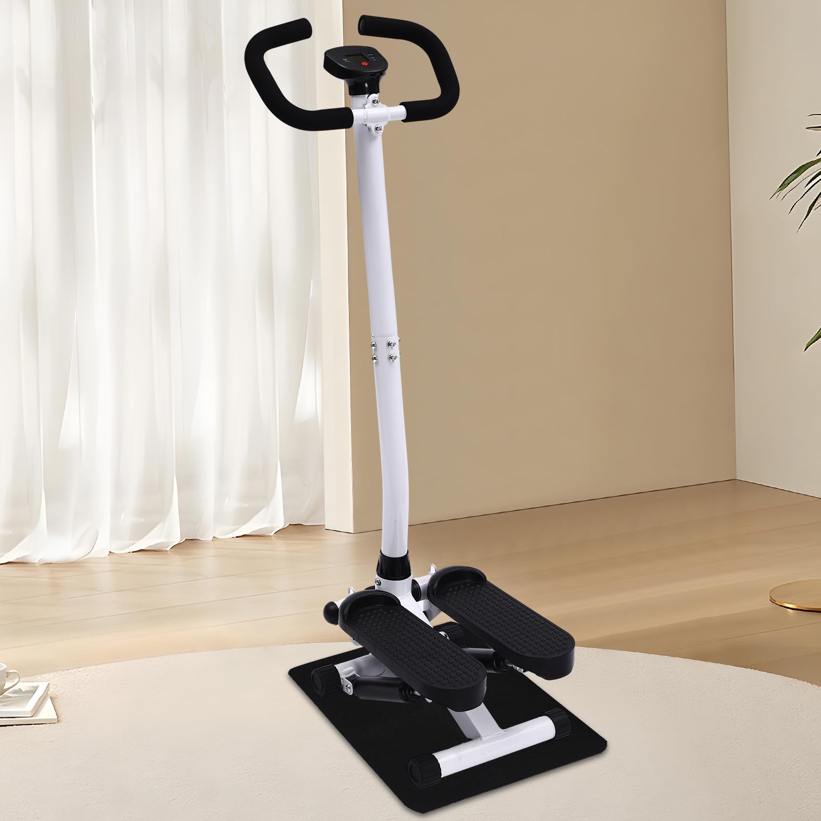 Bieżnia z podłokietnikami do hulajnogi 150 kg, stojąca, fitness, trenażer domowy, aerobik, pas treningowy, czarny