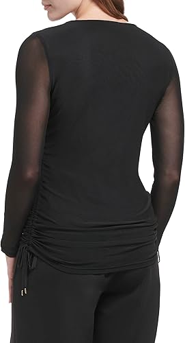 Miniatura 3 de Calvin Klein Blusa de manga larga elástica con laterales fruncidos para mujer