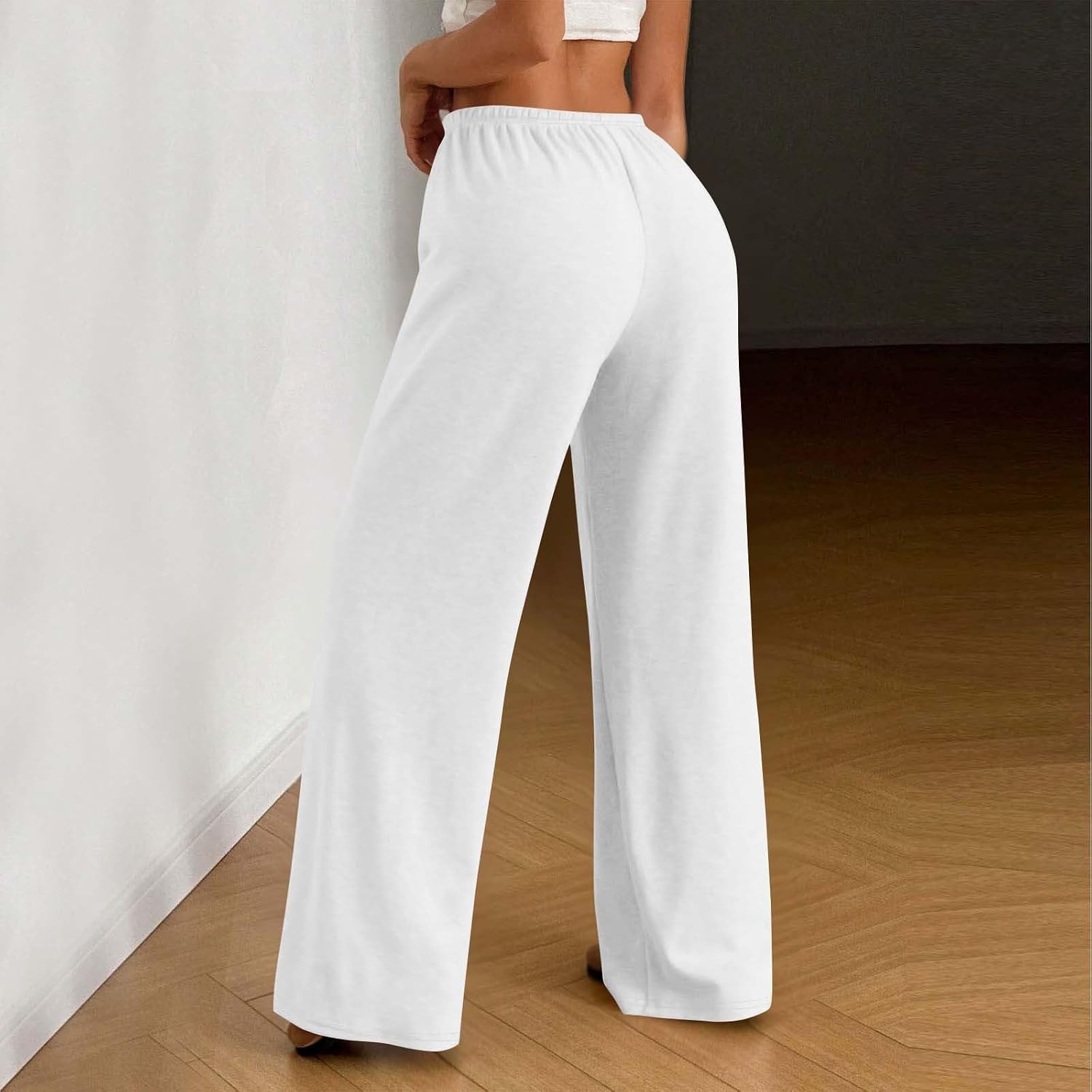 Women's Pajamas Pants Casual Loose Comfy Drawstring High Waist Pants Sleep Bell Bottom Lounge Cute Pajama Sleepwear