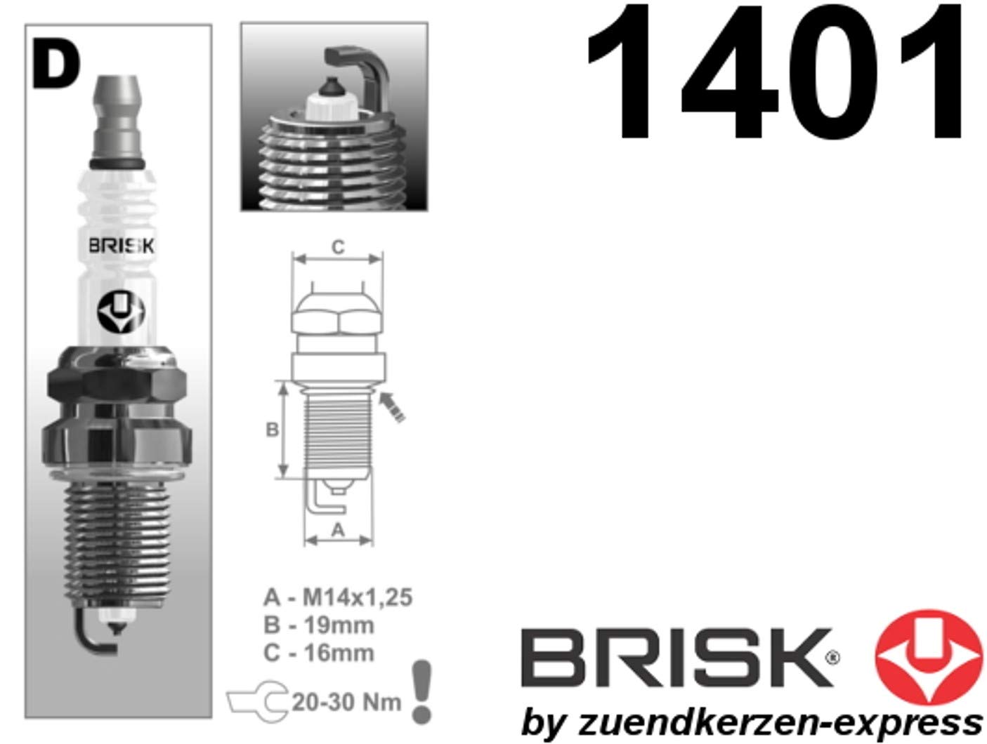 BRISK Platin DR15YP-1 1401 Candele d'accensione, set di 4