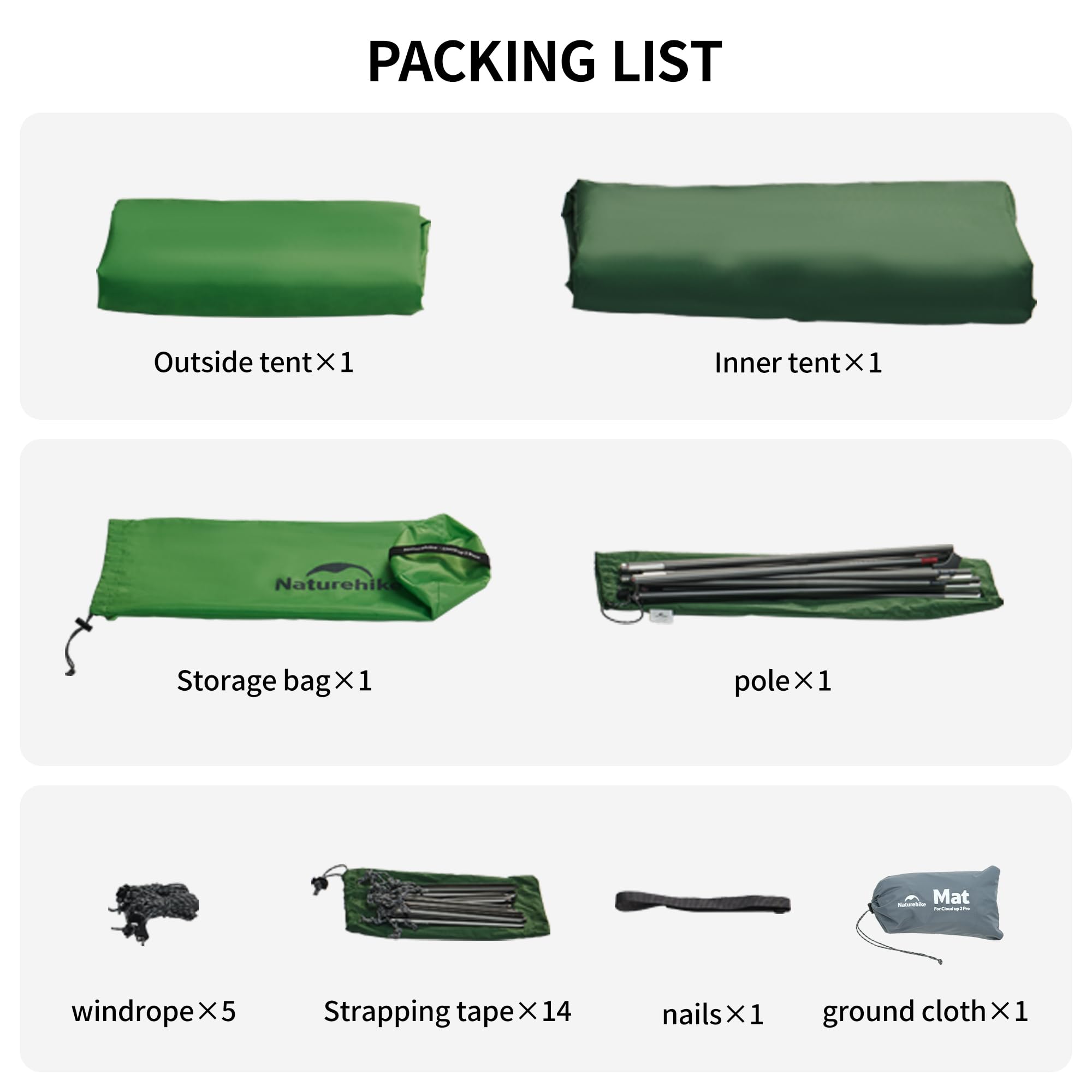 Naturehike Cloud Up Pro Namiot 2-osobowy lekki namiot kempingowy, łatwy montaż, wiatroszczelny i wodoodporny namiot kopułowy, do podróży outdoor, trekkingu
