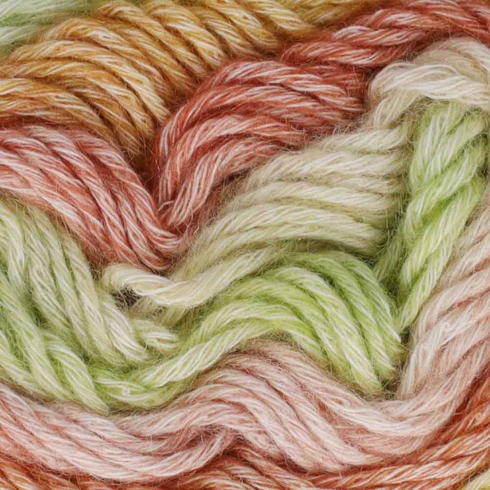 Scheepjes Stone Washed Flow Yarn, 1 Ball (65 g) - Harmonia 10 Green/Beige, Cotton-Acrylic Blend