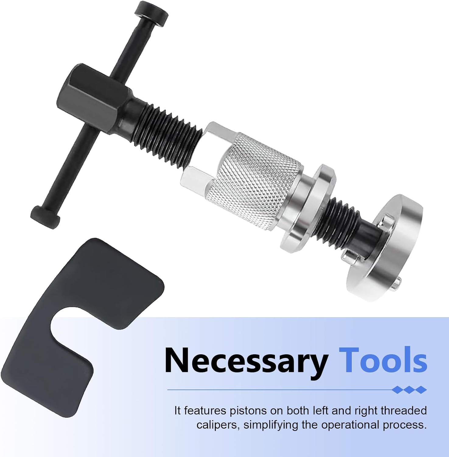 Car Brake Pad Replacement Tool, Stainless Steel Anti-rust Brake Caliper Compression Tool, Precision Anti-slip Piston Rewind Device, Universal for Most Cars (Silver)