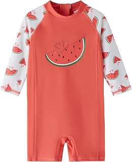 Baby Girls Long Sleeve One Piece Swimsuit Infant Rash Guard Swimwear Zipper UPF 50+ Sun Protection