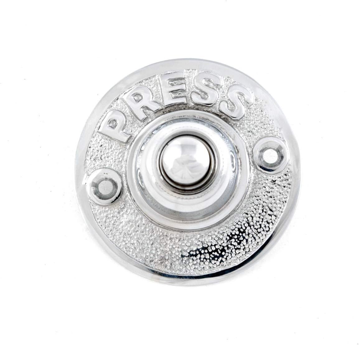 Renovators Supply Manufacturing Doorbell Button 2.5 in. Diameter Round Brass Vintage Push Button with Mounting Hardware