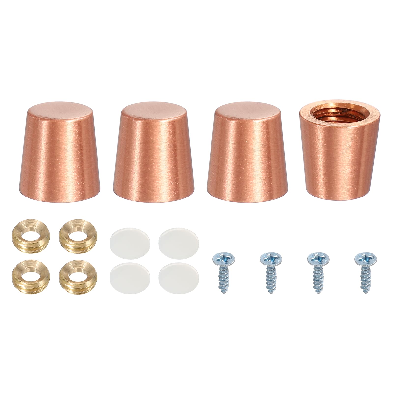 sourcing map 4Pcs Copper Cutting Board Feet, 0.59" x 0.59" Non Slip Mini Cabinet Leg Feet with Screws and Washers for Wood Boards Box Display Tray Riser