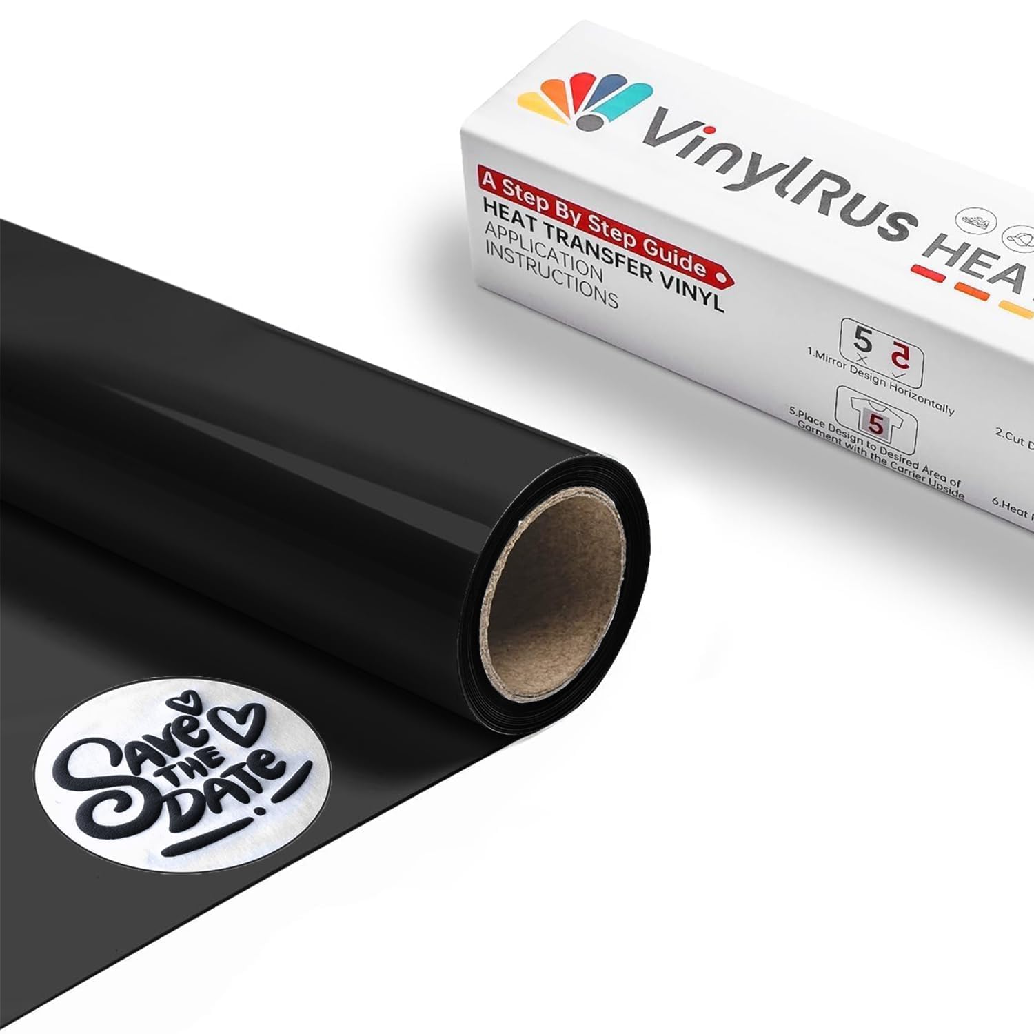 VinylRus Puff HTV Heat Transfer Vinyl Roll, Black, 12" x 6FT