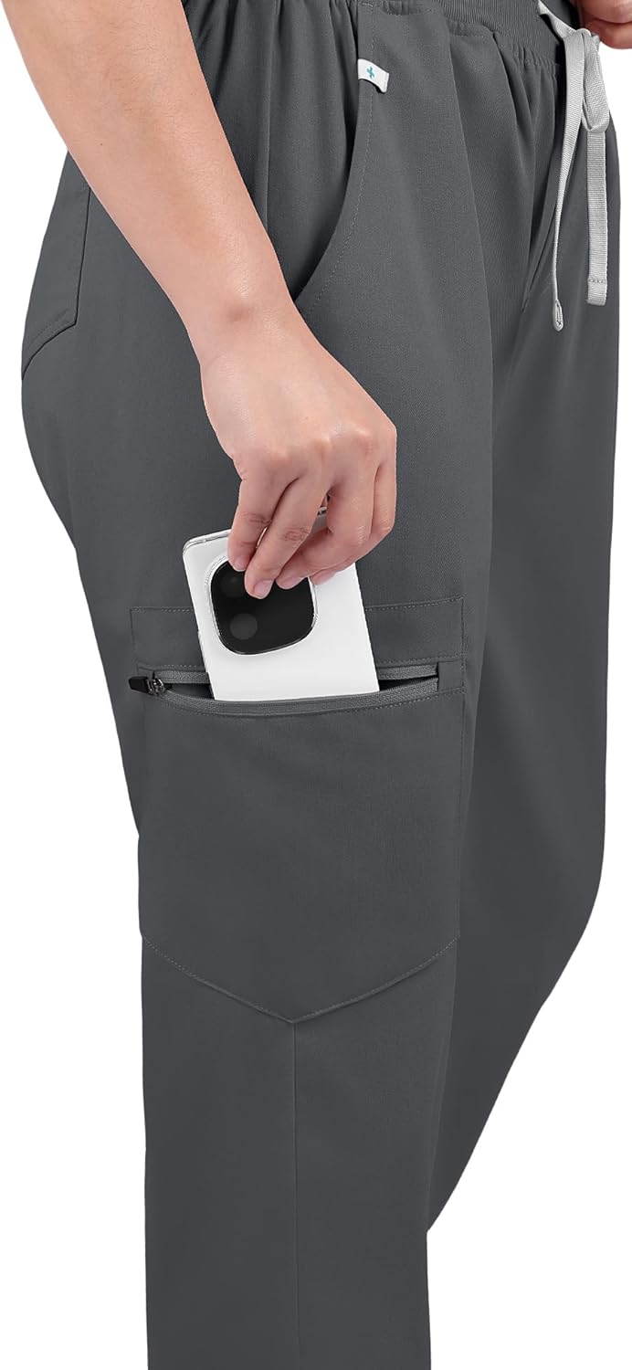 Scrubs for Women Set - 8-Pocket V-Neck Scrub Uniform, Stretch Jogger Pants, Medical Workwear for Nurses, Pet Care - Image 6