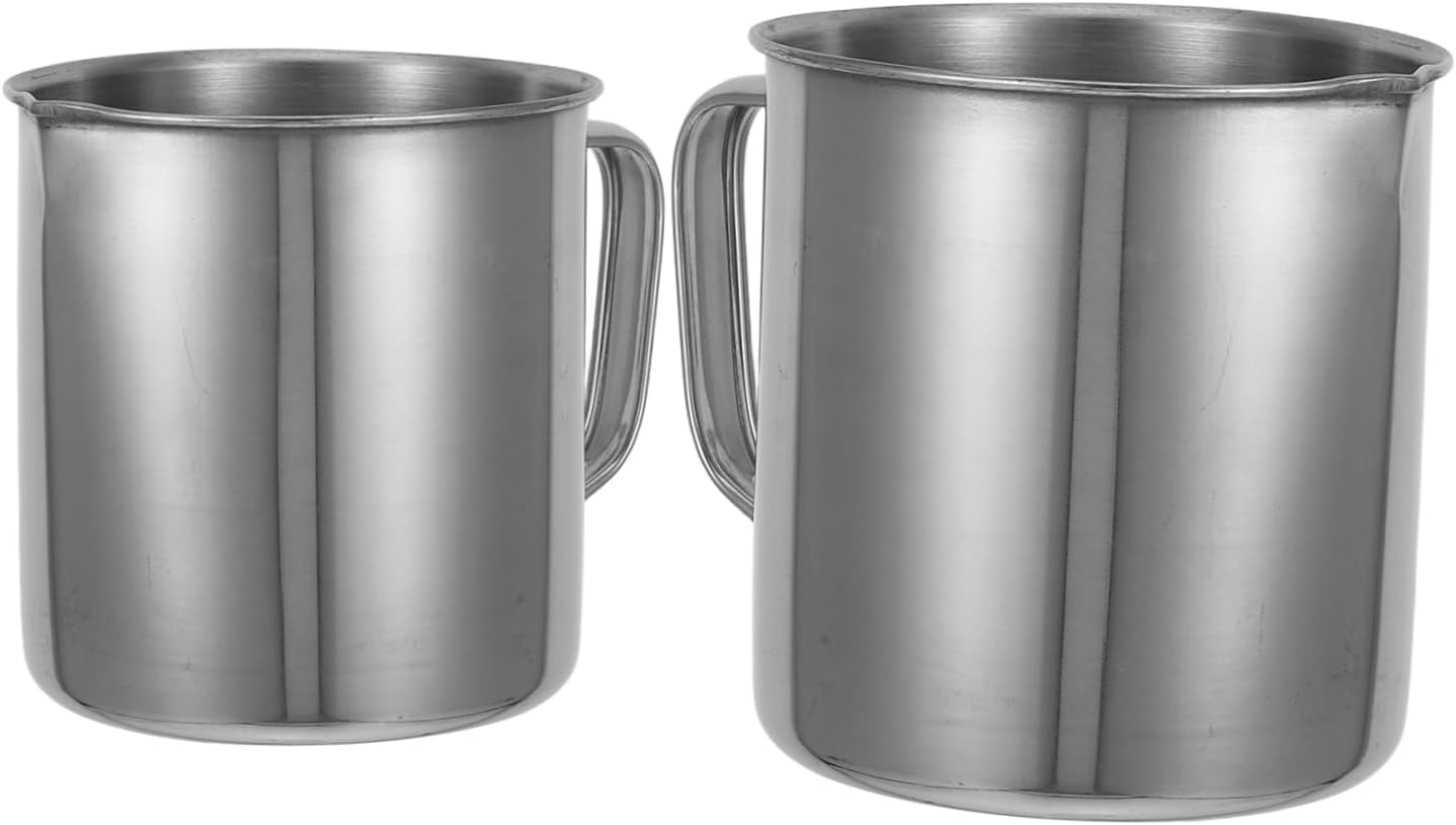 Alipis 2pcs Stainless Steel Measuring Cups Scale Graduated Liquid Measurement Tool Sturdy Metal Cup for Kitchen and Experiment Use for Baking and Cooking