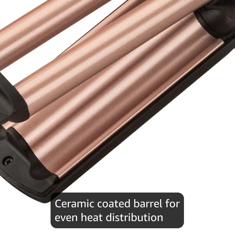 Vega I-Wave Hair Waver for Women with Ceramic Coated Barrel, Soft & Deep Wave Hair Curls, Black, (VHWR-01)