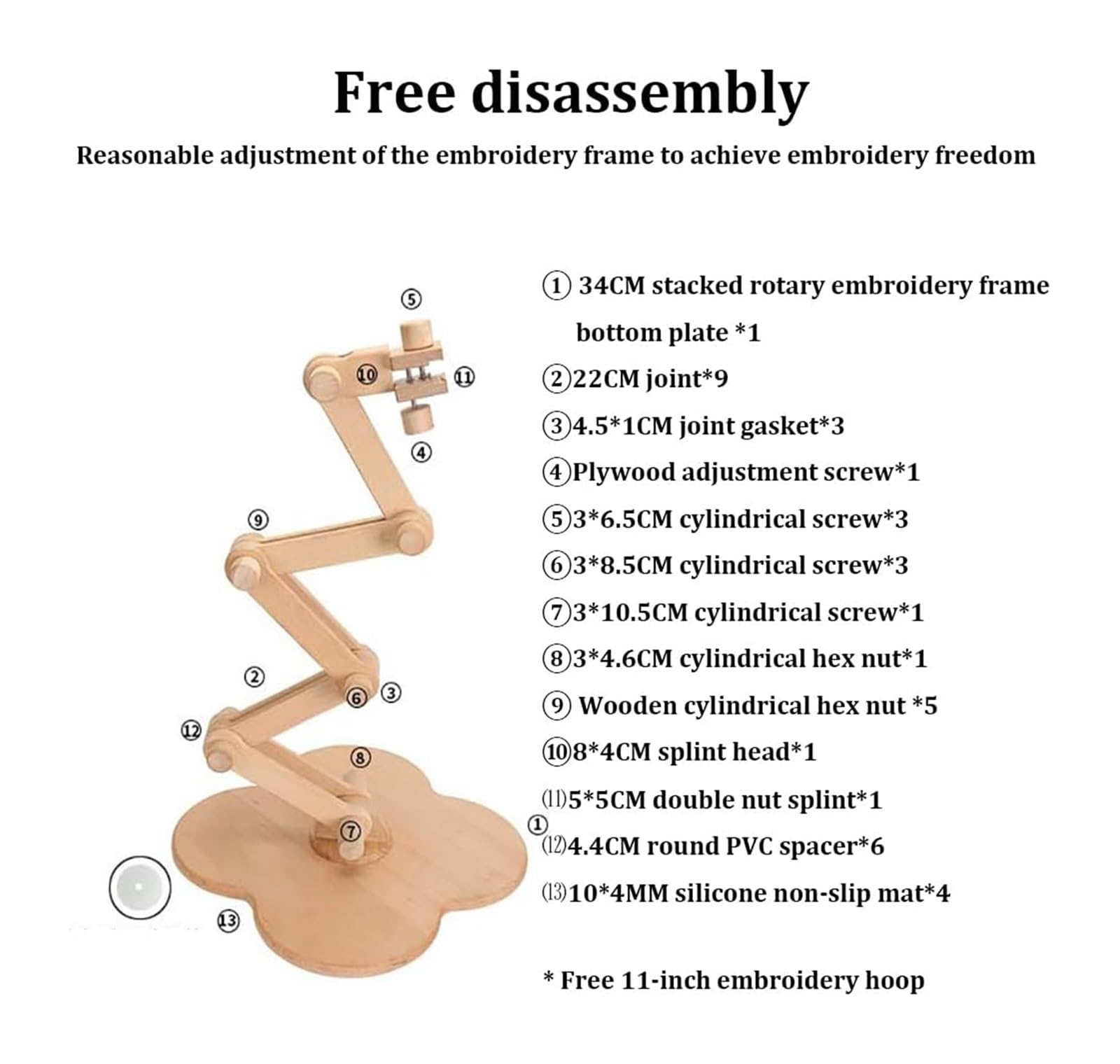 Stickständer, Klappbarer Stickrahmen, Einziehbarer Kreuzstichständer, Verstellbarer Stickrahmenständer aus Holz, Stickrahmen und Ständer