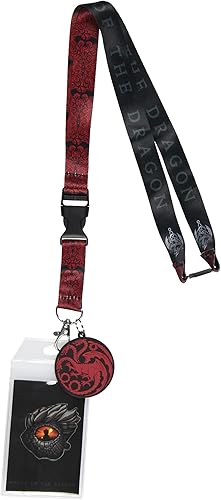 Juego de Tronos: House of The Dragon Breakaway - Cordón para identificación con colgante de goma de 2 pulgadas y calcomanía coleccionable