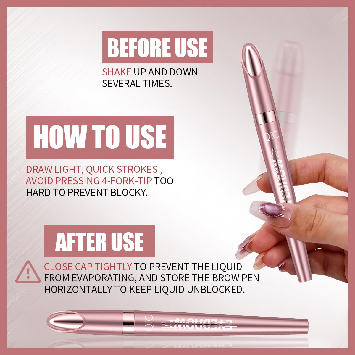QIC Penna Sopracciglia, Effetto Pelo Matita Sopracciglia Impermeabile & No Transfer, Lunga Durata Up to 12H Matita Sopracciglia Microblading, Cruelty-Free (06 Black Brown)