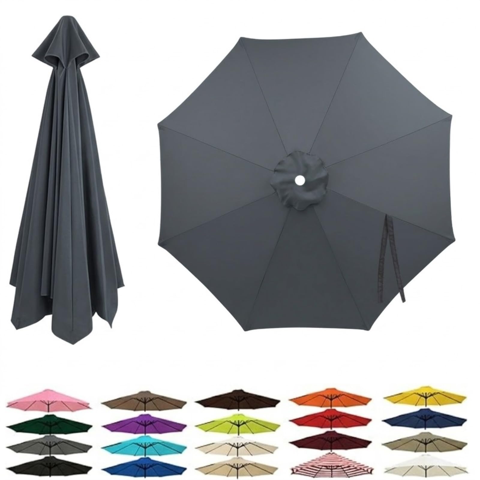 Generico Telo di Ricambio Ombrellone Giardino 2.0m 2.7m 3.0m 4.0m 6/8 Stecche, Copertura Impermeabile Anti-UV Esterno, Telo per Ombrellone Giardino di Ricambio Senza Telaio