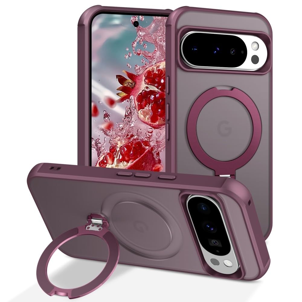 Coque rigide Google Pixel 9 5G bordeaux résolvant les chutes grâce à l'anneau de maintien - 6