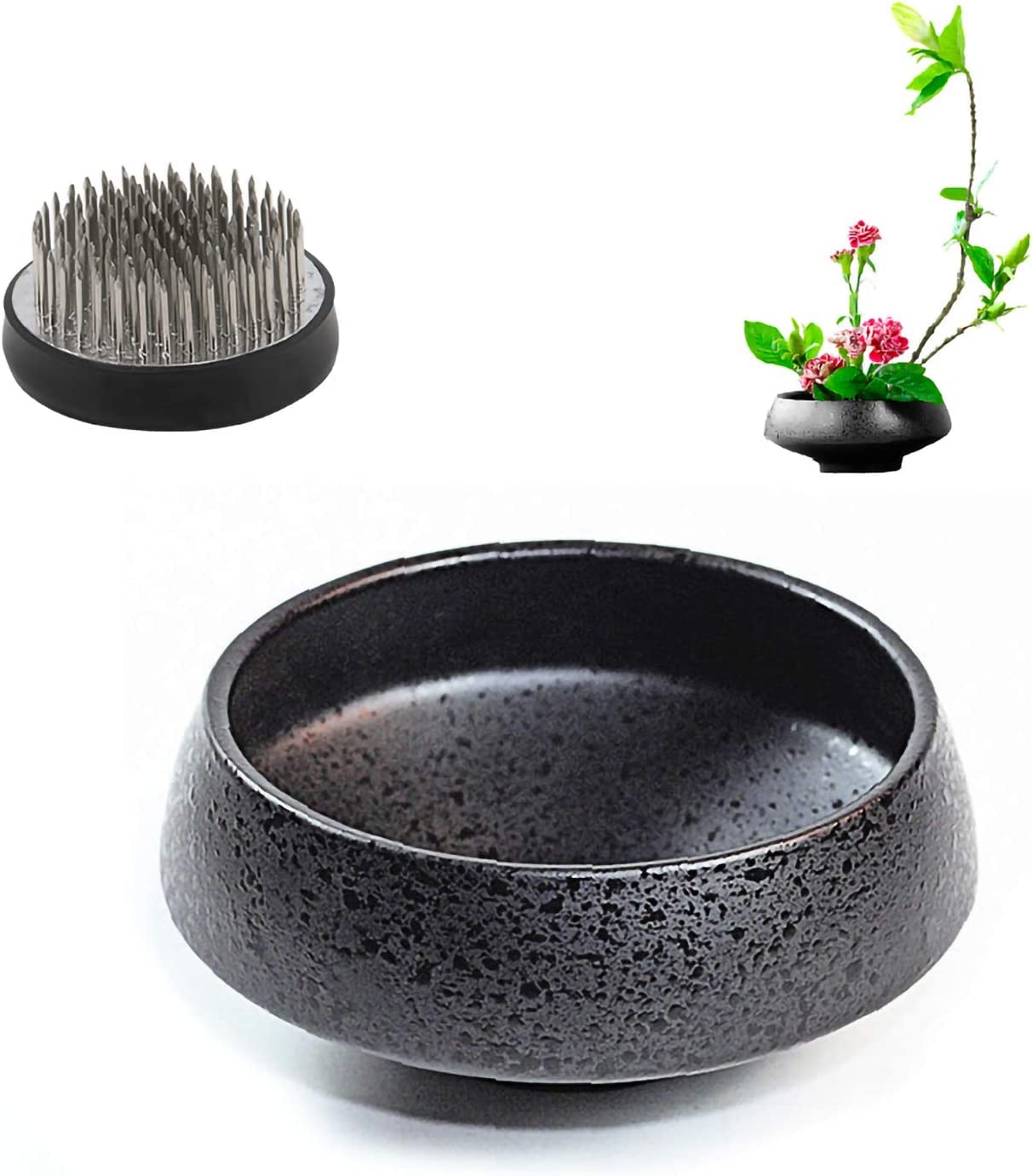 WANDIC - Set di 51 fioriere rotonde, vaso di fiori in ceramica, per la pulizia di aghi Kenzan