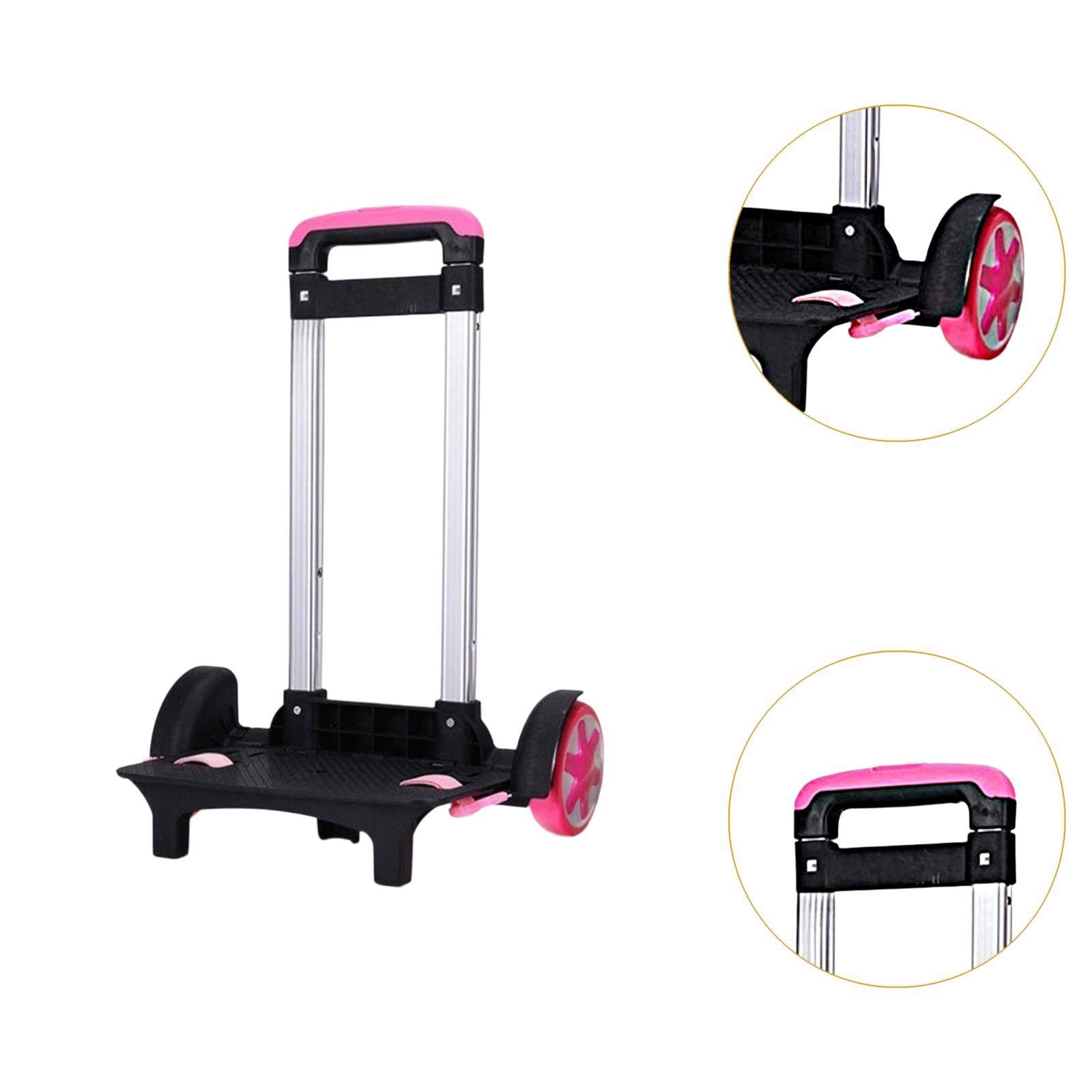 Carrello Zaino Telescopico Alluminio Supporto Pieghevole Multifunzione Trolley Bagaglio Portatile con Base Leggera Adatto per Scuola Viaggio Campeggio, Rosa Rossa